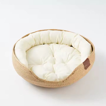 Handmade Natural Rattan Dog Sofa Bed – 45cm Premium Pet Nest